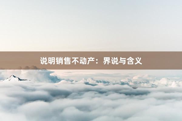 说明销售不动产：界说与含义